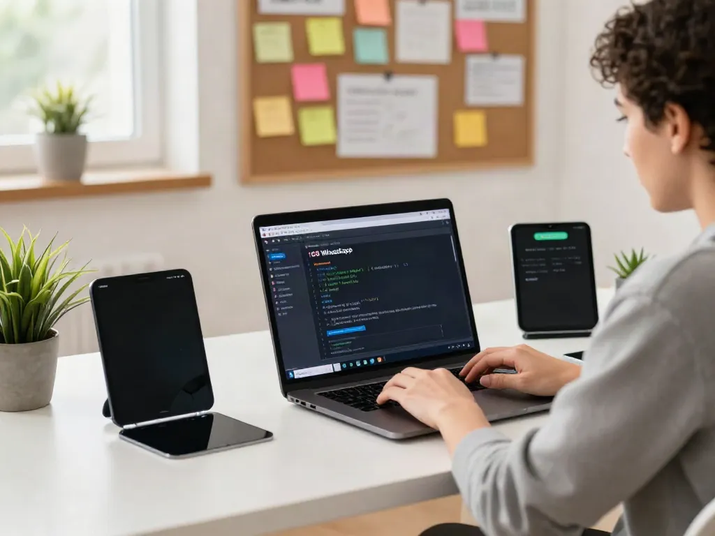 Developer working on gb whatsapp 18.80 apk download in a bright workspace