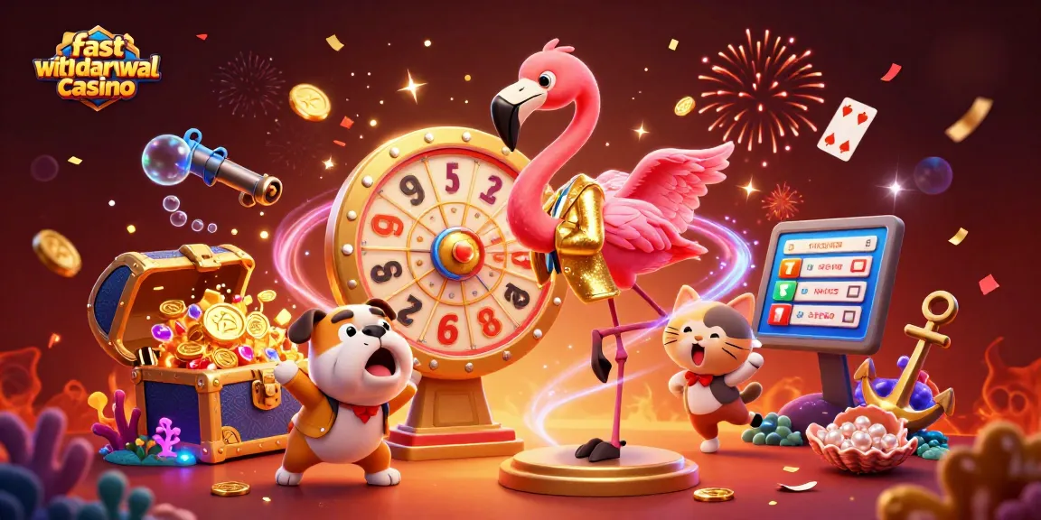 Fast withdrawal casino showcasing a festive game show with vibrant characters and exciting elements.